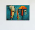 Geometrische Gezichten Canvas Schilderij