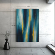 Abstract Blauw en Goud Canvas Schilderij