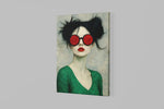 Vrouw met Rode Zonnebril Canvas Schilderij