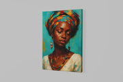 Vrouw met Kleurrijke Hoofddoek Canvas Schilderij
