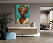 Vrouw met Kleurrijke Hoofddoek Canvas Schilderij