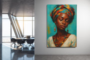 Vrouw met Kleurrijke Hoofddoek Canvas Schilderij