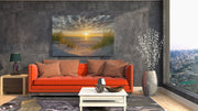Strand bij Zonsondergang Canvas Schilderij