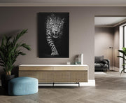 Luipaard in Zwart Canvas Schilderij