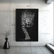 Luipaard in Zwart Canvas Schilderij