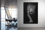 Luipaard in Zwart Canvas Schilderij