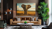 Olifant op Savanne Canvas Schilderij