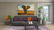Olifant op Savanne Canvas Schilderij