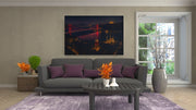 Istanbul Nacht Brug Canvas Schilderij