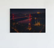 Istanbul Nacht Brug Canvas Schilderij