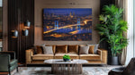 Istanbul Nacht Stad met Brug Canvas Schilderij