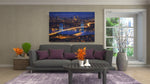 Istanbul Nacht Stad met Brug Canvas Schilderij
