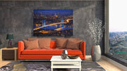Istanbul Nacht Stad met Brug Canvas Schilderij