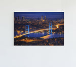 Istanbul Nacht Stad met Brug Canvas Schilderij