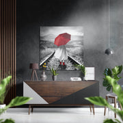 Rode paraplu – Dibond Schilderij