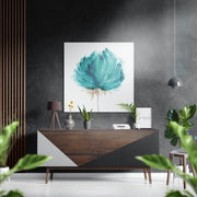 Tealkleurige aquarelbloem – Dibond Schilderij