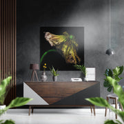Verwelkende groene bloem – Dibond Schilderij