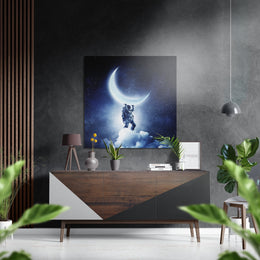 De maan vasthouden – Dibond Schilderij