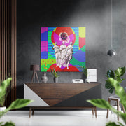 Drie standbeelden in neon popstijl – Dibond Schilderij