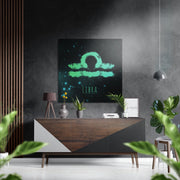Teal krijt met Weegschaal-sterrenbeeld – Dibond Schilderij