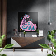 Teal tekst I Can I Will met gespierde arm – Dibond Schilderij