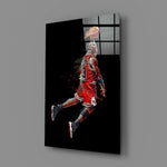 Vibrant Basketball Legend Glass Wall Art