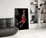 Vibrant Basketball Legend Glass Wall Art