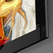 Hert in Rood en Goud – Glasschilderij