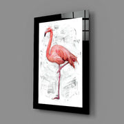 Eenzame Flamingo – Glasschilderij