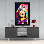 Marilyn Monroe in Popartstijl – Glasschilderij