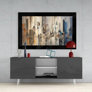 Abstracte Skyline van New York – Glasschilderij