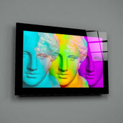 Trio van Bustes met Neonverloop – Glasschilderij