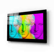 Trio van Bustes met Neonverloop – Glasschilderij