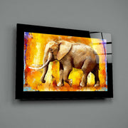 Oranje Abstracte Olifant – Glasschilderij