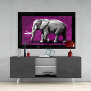 Olifant in Paars Glasschilderij
