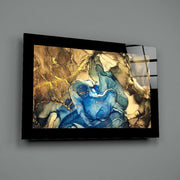 Goud en Blauw – Abstract Glasschilderij