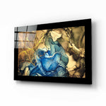 Goud en Blauw – Glasschilderij