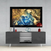 Goud en Blauw – Abstract Glasschilderij