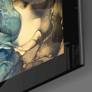 Goud en Blauw – Abstract Glasschilderij