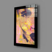 Abstracte Vrouw in Goud en Roze – Glasschilderij