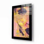 Abstracte Vrouw in Goud en Roze – Glasschilderij