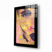 Abstracte Vrouw in Goud en Roze – Glasschilderij
