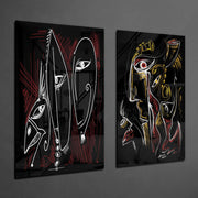 Cubist Abstract Portrait Glass Wall Art
