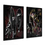 Cubist Abstract Portrait Glass Wall Art