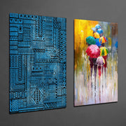 Umbrellas 2 Pieces Combine Glass Wall Art
