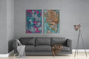 Ethnic Patherns 2 Pieces Combine Glass Wall Art