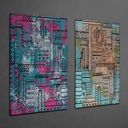 Ethnic Patherns 2 Pieces Combine Glass Wall Art