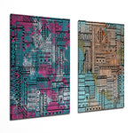Ethnic Patherns 2 Pieces Combine Glass Wall Art