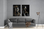 Women 2 Pieces Combine Glass Wall Art