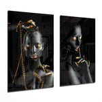 Women 2 Pieces Combine Glass Wall Art
